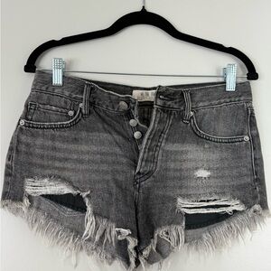 Free People Distressed Gray Denim Shorts